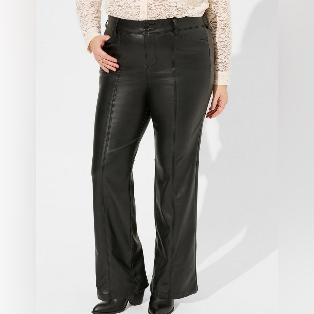 Torrid Pintuck Trouser Boot Faux Leather High Rise Pant